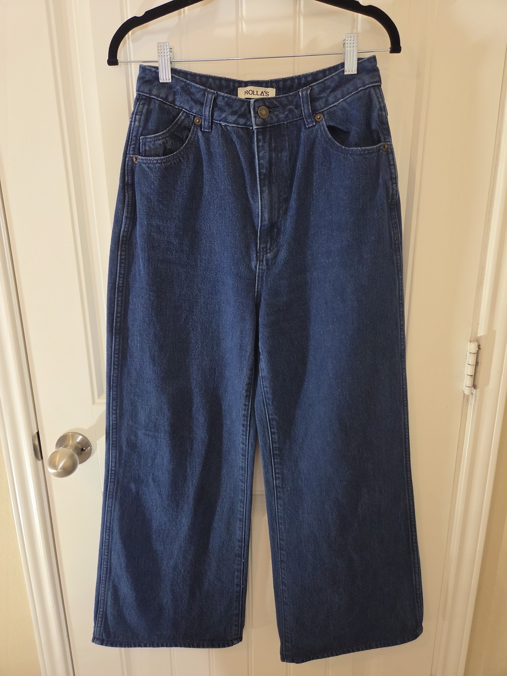 Rolla's Studio Flare High-Rise Wide Leg Jeans Dark Blue Size 27 - Picture 2 of 14